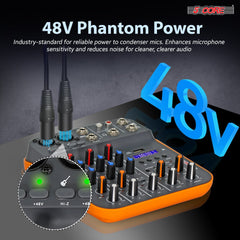 5 Core Audio Mixer 4 Channel DJ Equipment with Bluetooth USB Sound