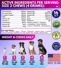 Multivitamines à croquer pour chien avec glucosamine 16 en 1 Vitamines et