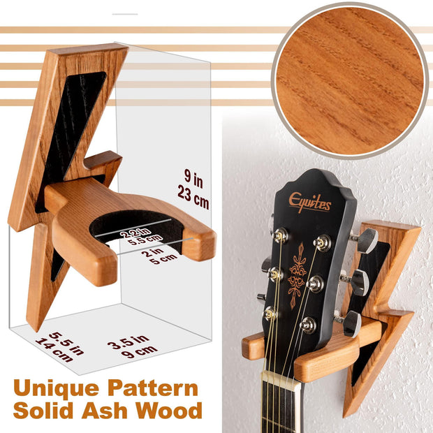 Support mural pour guitare en bois de frêne