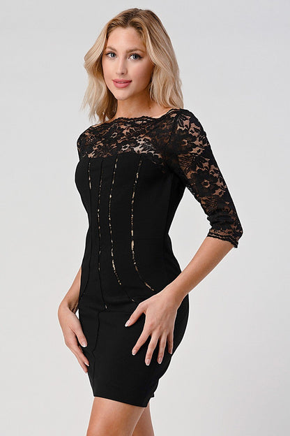 Lace Overlay Bodycon Dress