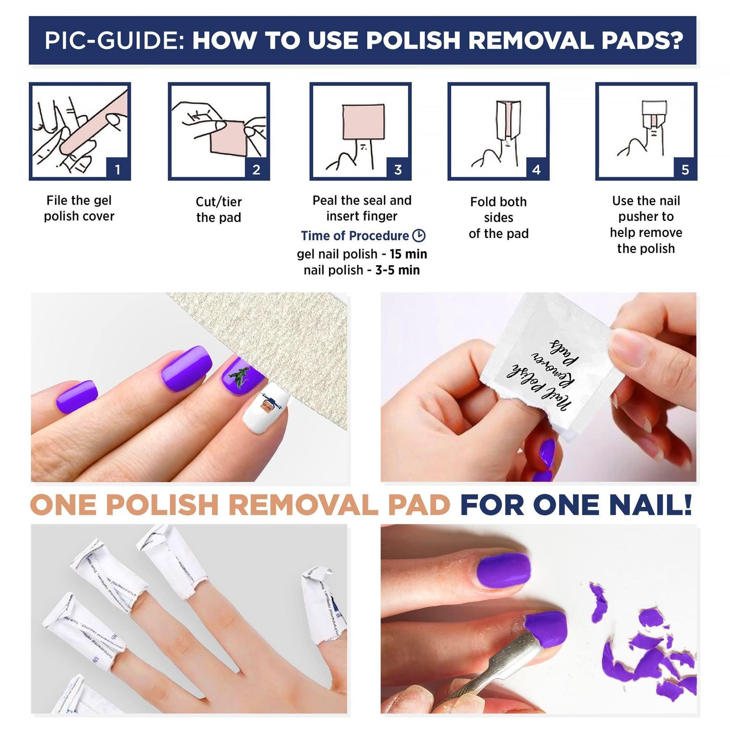 Nail Polish Remover Pads Pack of 100.