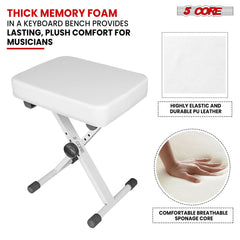 5 Core Keyboard Bench X Style Piano Stool Heavy Duty Adjustable