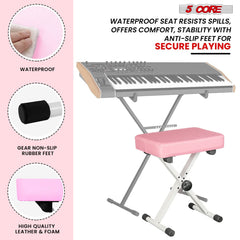 5 Core Keyboard Bench X Style Piano Stool Heavy Duty Adjustable