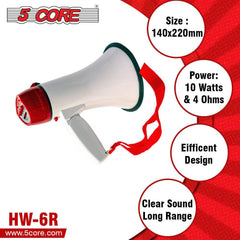 5Core Megaphone Bullhorn Speaker Mini 30W Bull Horn Kids Megafono 800