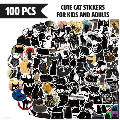 100pcs Waterproof Cat Vinyl Laptop Stickers
