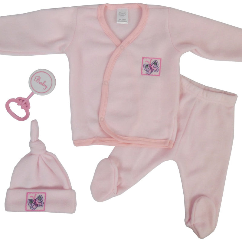 Baby Pink Newborn Clothing Set with Butterfly Patch – 4-Piece Outfit