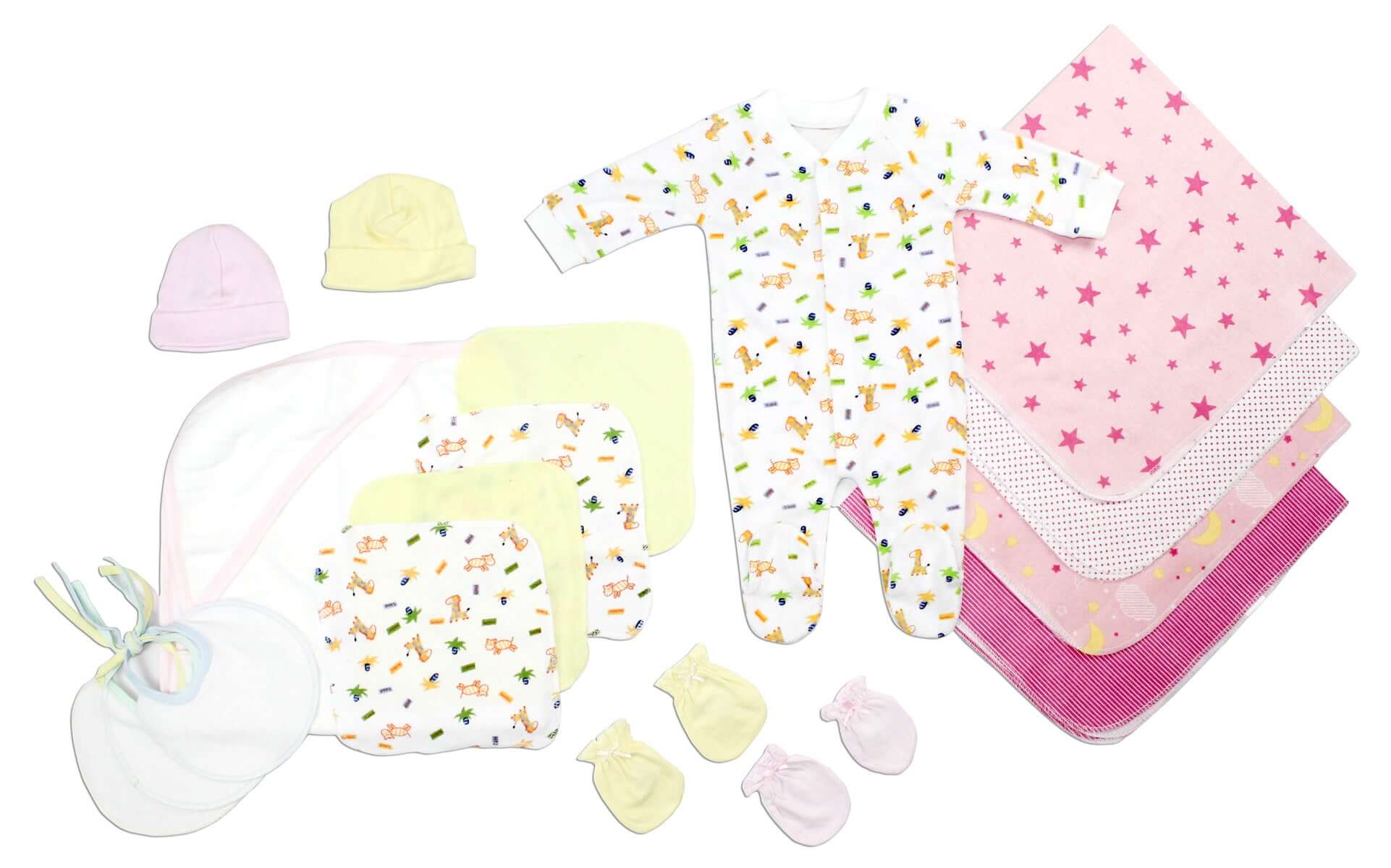 Baby Shower Set - 17-piece layette for newborns with clothing and accessories designed for comfort and delicate skin.