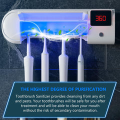 Toothbrush Holder Wall Mounted with 4 Slots. White ABS Plastic