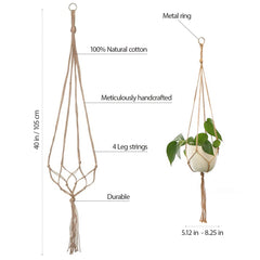 Cesta colgante de macramé para plantas, estilo vintage, con cuerda, para exteriores