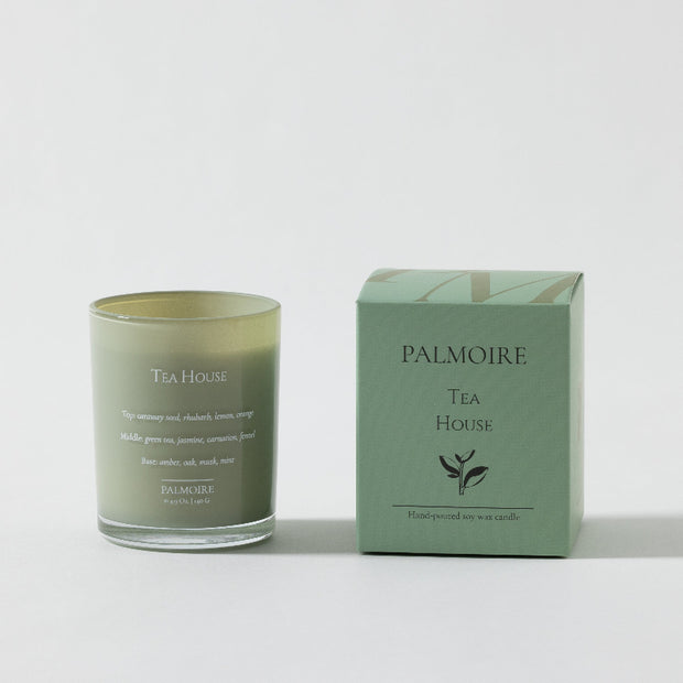 Palmoire Tea House Hand-Poured Soy Wax Candle – Green Glass Jar