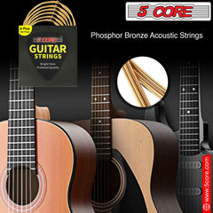 5Core Acoustic Guitar Strings 0.010-0.047 Steel Gauge Heavy Duty w