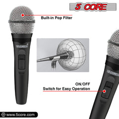 5Core XLR Microphone Dynamic Mic Karaoke Singing Studio Mics Handheld