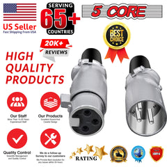 5Core XLR Connector Male Female to 1/4 Audio Jack 3 Pin Secure Mic