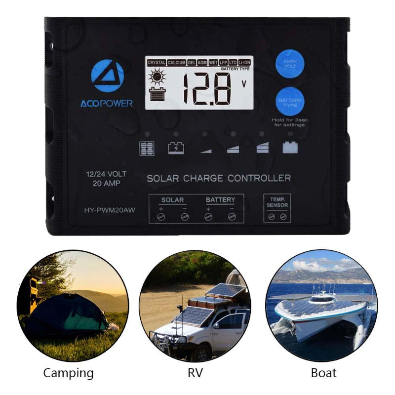 ACOPOWER ProteusX 12/24V 20A Waterproof Solar Charge Controller