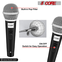 5Core XLR Microphone Dynamic Mic Karaoke Singing Studio Mics Handheld