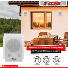 5Core Outdoor Speakers Stereo In Wall 100W Peak Passive Home Audio