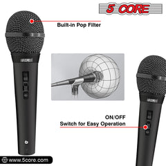 5Core XLR Microphone Dynamic Mic Karaoke Singing Studio Mics Handheld