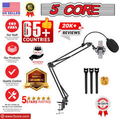 5Core Microphone Stand Suspension Desk Scissor Boom Arm w Shock Mount