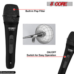 5Core XLR Microphone Dynamic Mic Karaoke Singing Studio Mics Handheld