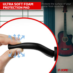 5Core Guitar Wall Mount Hanger Display Wall Hook Soft Padding Holder