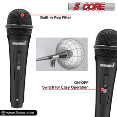 5Core XLR Microphone Dynamic Mic Karaoke Singing Studio Mics Handheld