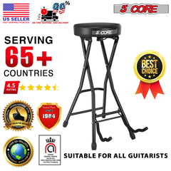 Tabouret de guitare 5Core avec siège rembourré confortable, repose-pieds, support de guitare avec