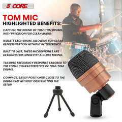 5 Core Tom Snare Mic Cardioid Dynamic Microphone for Drum Kit