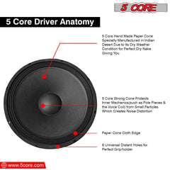 5Core 15 Inch Subwoofer Speaker 2000W Peak 8Ohm Full Range Replacement