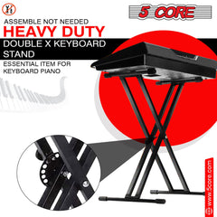 5Core Keyboard Stand Double X Style Adjustable Lift Piano Riser For 49