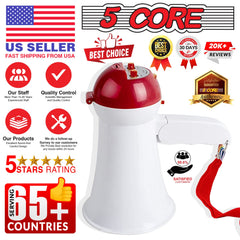 5Core Megaphone Bullhorn Speaker 15W Mini Battery Power Bull horn w