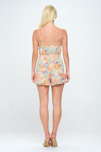 Floral Cutout Tie Romper
