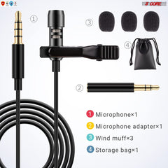 5Core Lavalier Microphone Clip On Professional Grade 3.5mm Mic