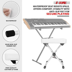 5 Core Keyboard Bench X Style Piano Stool Heavy Duty Adjustable