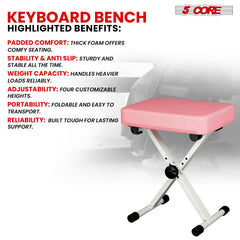 5 Core Keyboard Bench X Style Piano Stool Heavy Duty Adjustable