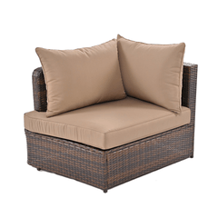 6-Piece Patio Outdoor Conversation Round Sofa Set, PE Wicker Rattan