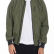 Men’s Olive Green Bomber Jacket with Zippered Pocket