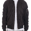 Men’s Faux Suede Bomber Jacket with Zip Closure