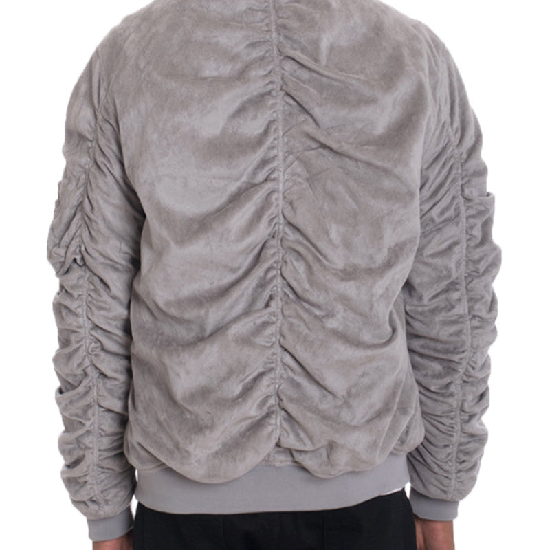 Men’s Faux Suede Bomber Jacket with Zip Closure