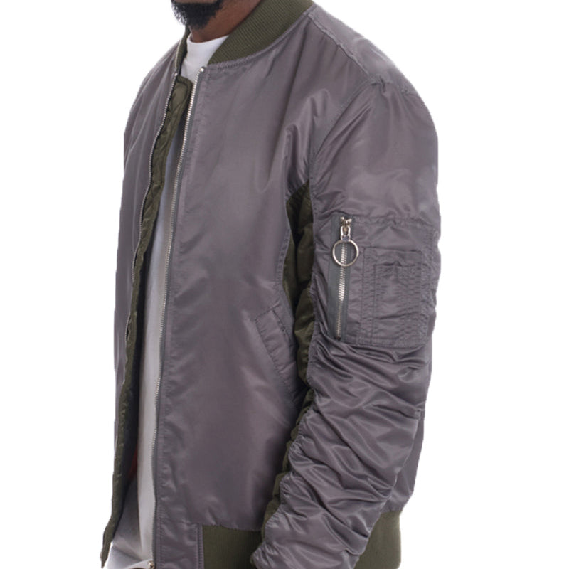 Men’s Colorblock Bomber Jacket with Zip Closure