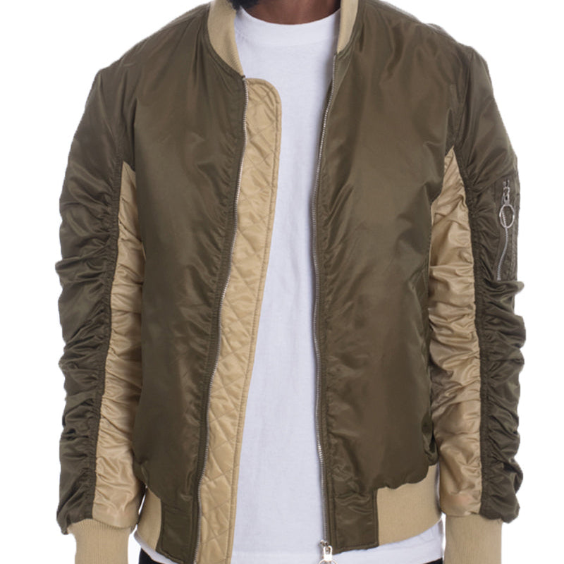 Men’s Colorblock Bomber Jacket with Zip Closure