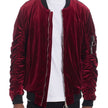 Velour Cinch Sleeve Bomber Jacket
