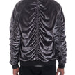 Men's Silver Velvet Bomber Jacket with Zippered Sleeve