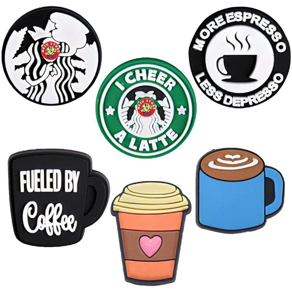 Ensemble de breloques crocodiles sur le thème du café 