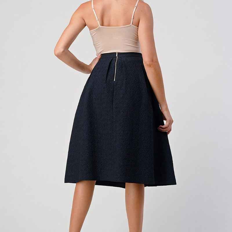 Women High Waist Flared Midi Skirt Elegant Casual Style