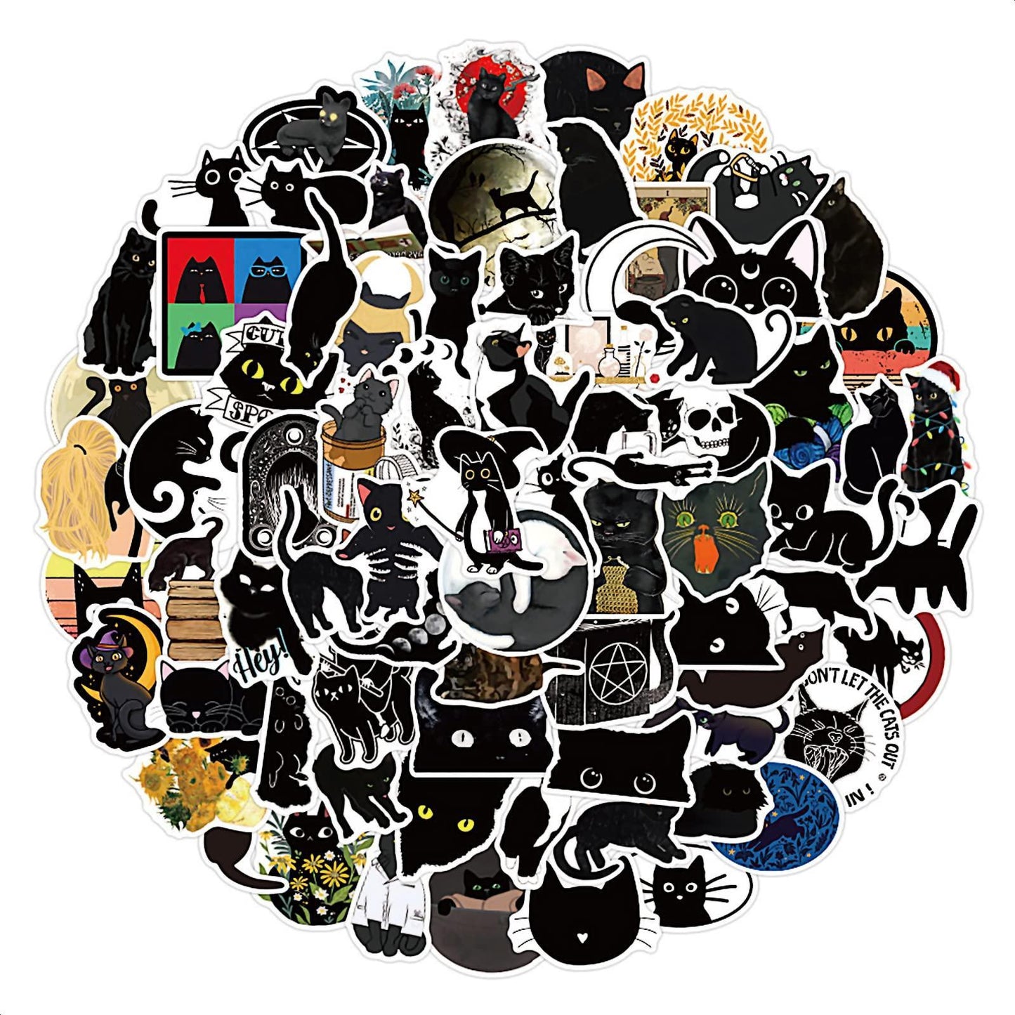100pcs Waterproof Cat Vinyl Laptop Stickers