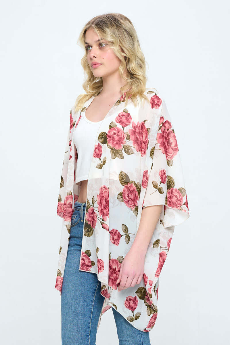 Floral Print Kimono