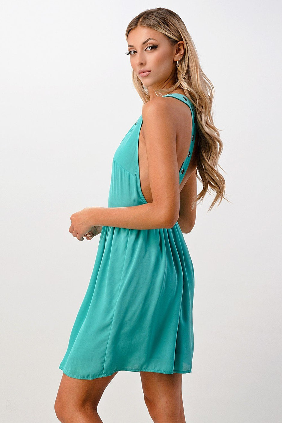 Grommet Detail A-Line Dress