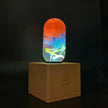 C.P.LIGHT Multicolor Glass Accent Lamp with Wooden Cube Base