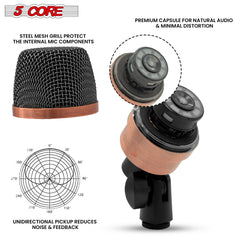 5 Core Tom Snare Mic Cardioid Dynamic Microphone for Drum Kit