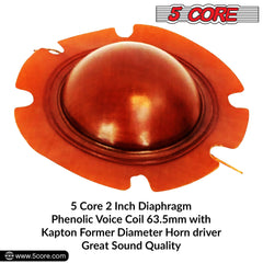 5Core 2 Inch Diaphragm Replacement 50 Pack Phenolic Voice Coil 51mm +